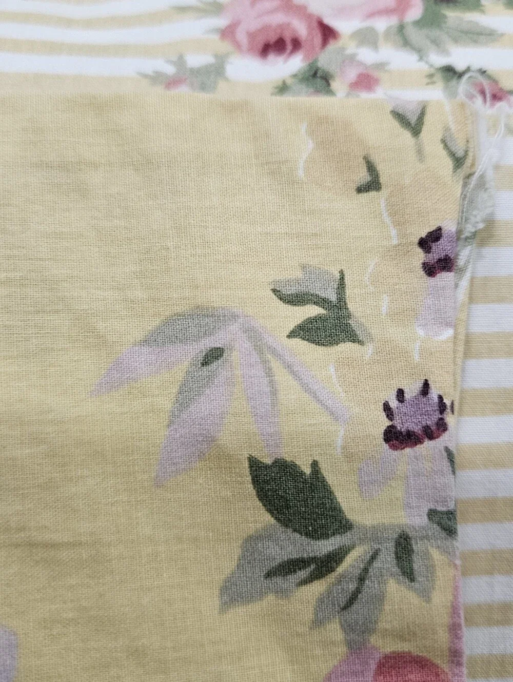 Ralph Lauren Sophie Brooke Yellow Floral & Stripe 2 Valances & 4 Curtain Panels